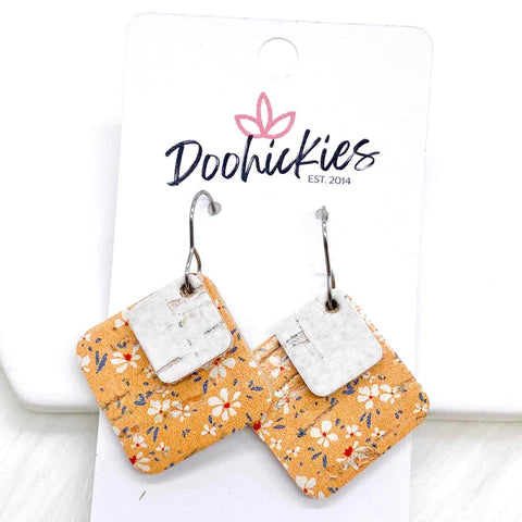 1.5" Lil' Willow Layered Diamonds - White & Wildflower Floral