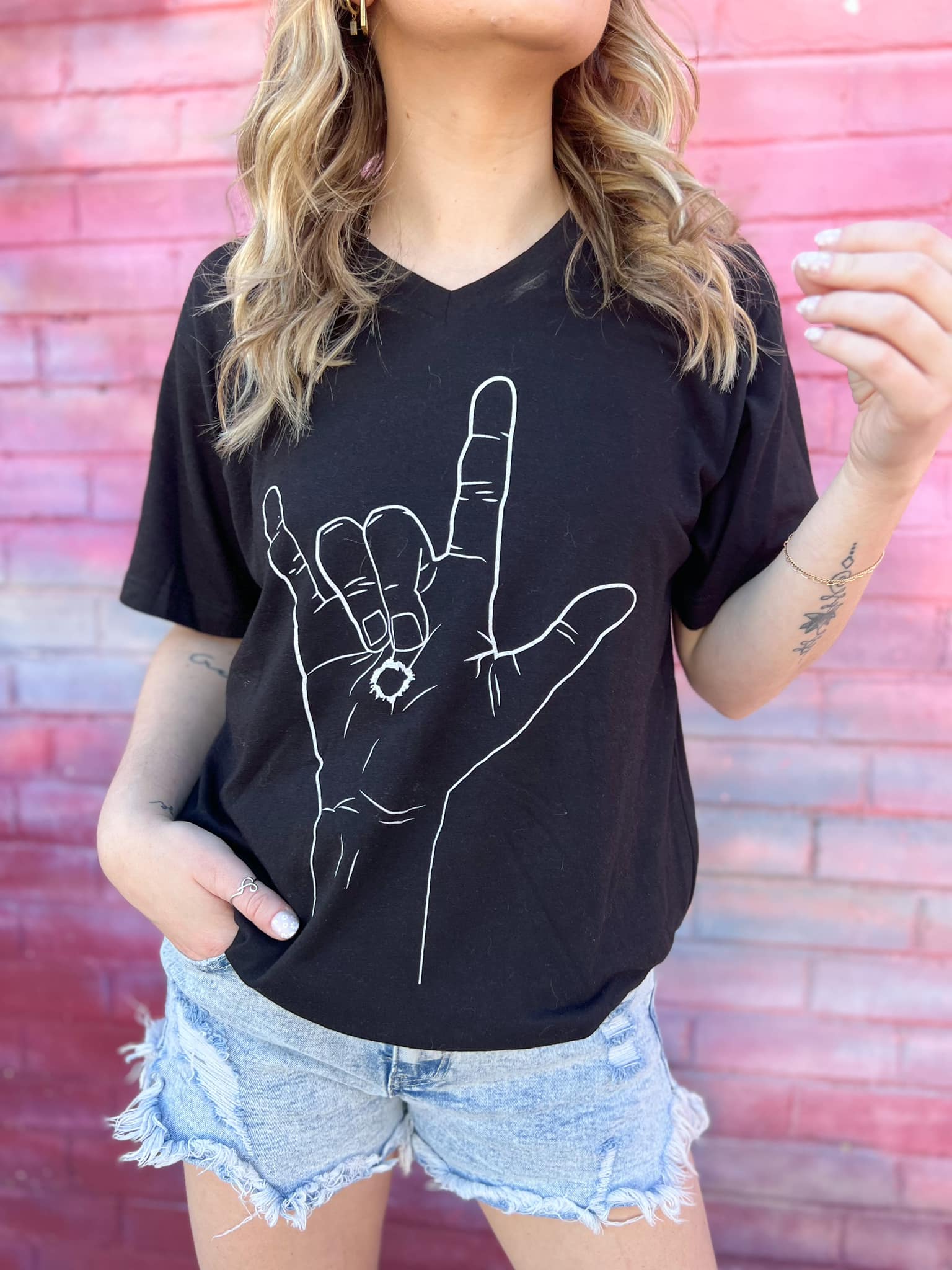 The Hands Vneck Graphic Tee
