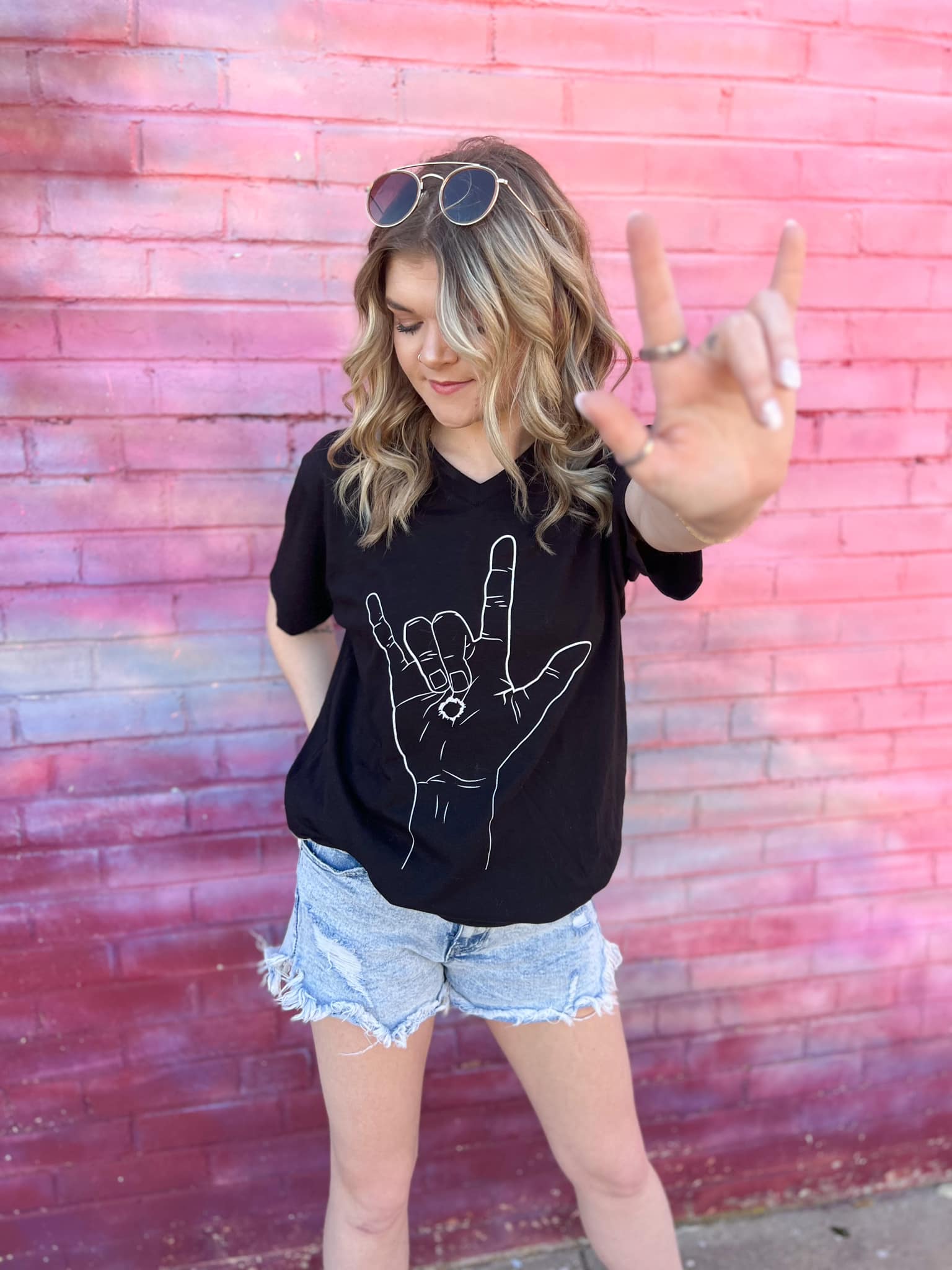 The Hands Vneck Graphic Tee