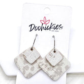 1.5" Lil' Willow Layered Diamond Earrings - White & Nude Leopard