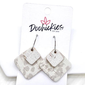 1.5" Lil' Willow Layered Diamond Earrings - White & Nude Leopard