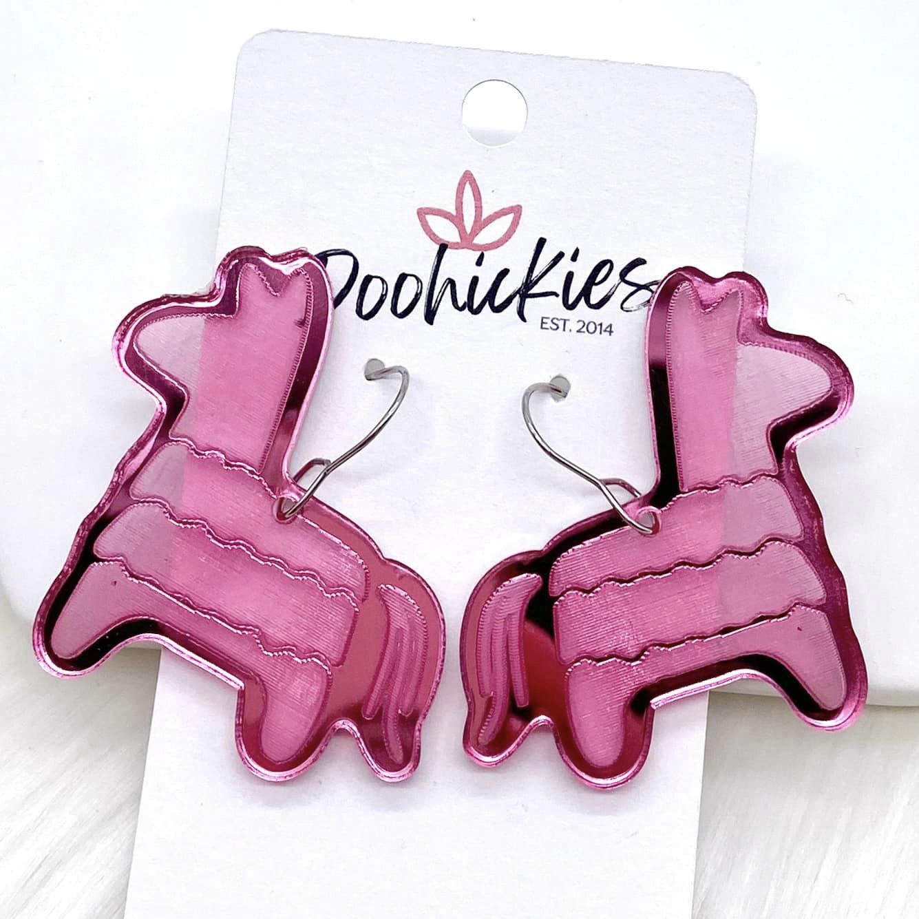 1.5" Fuchsia Pinata Acrylic Earrings