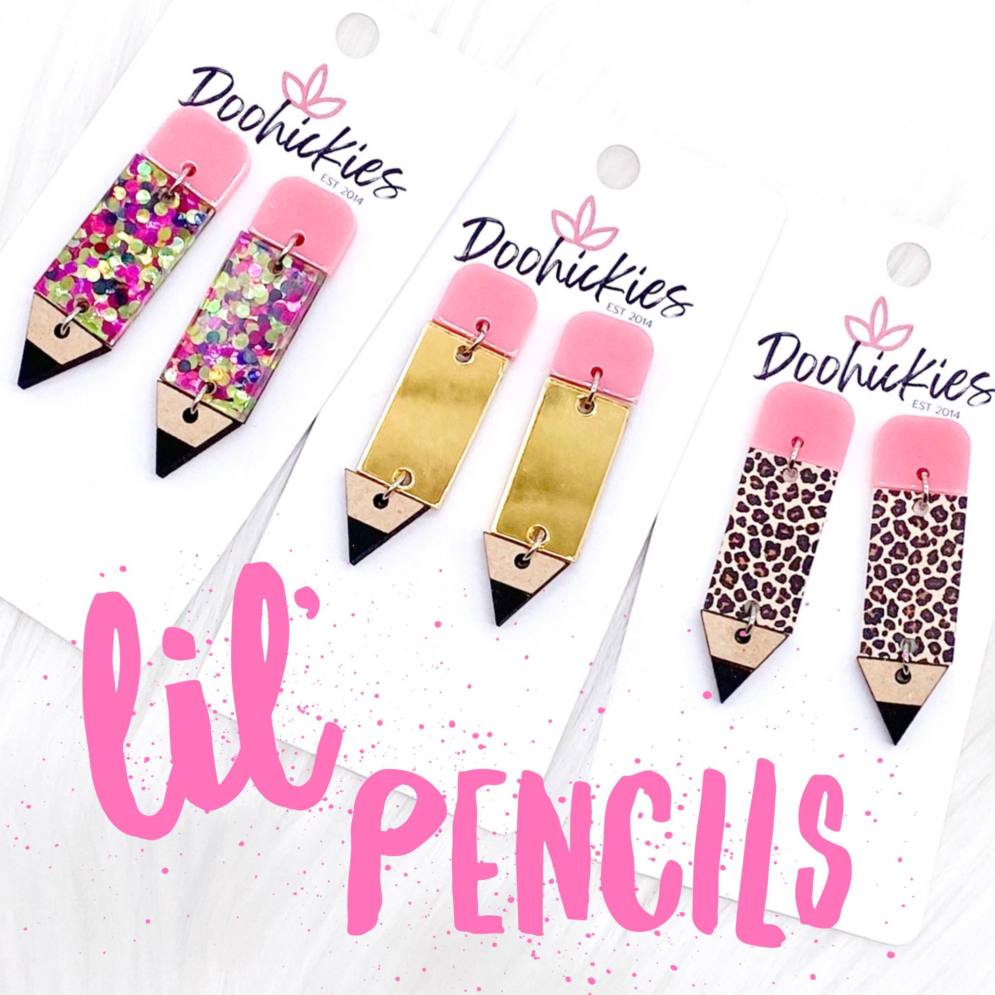 2" Lil' Pencil Acrylic Dangles - Gold Mirror