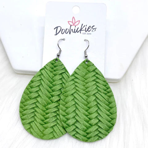 2.5" Mexican Confetti Collection Earrings - Summer Green Braided