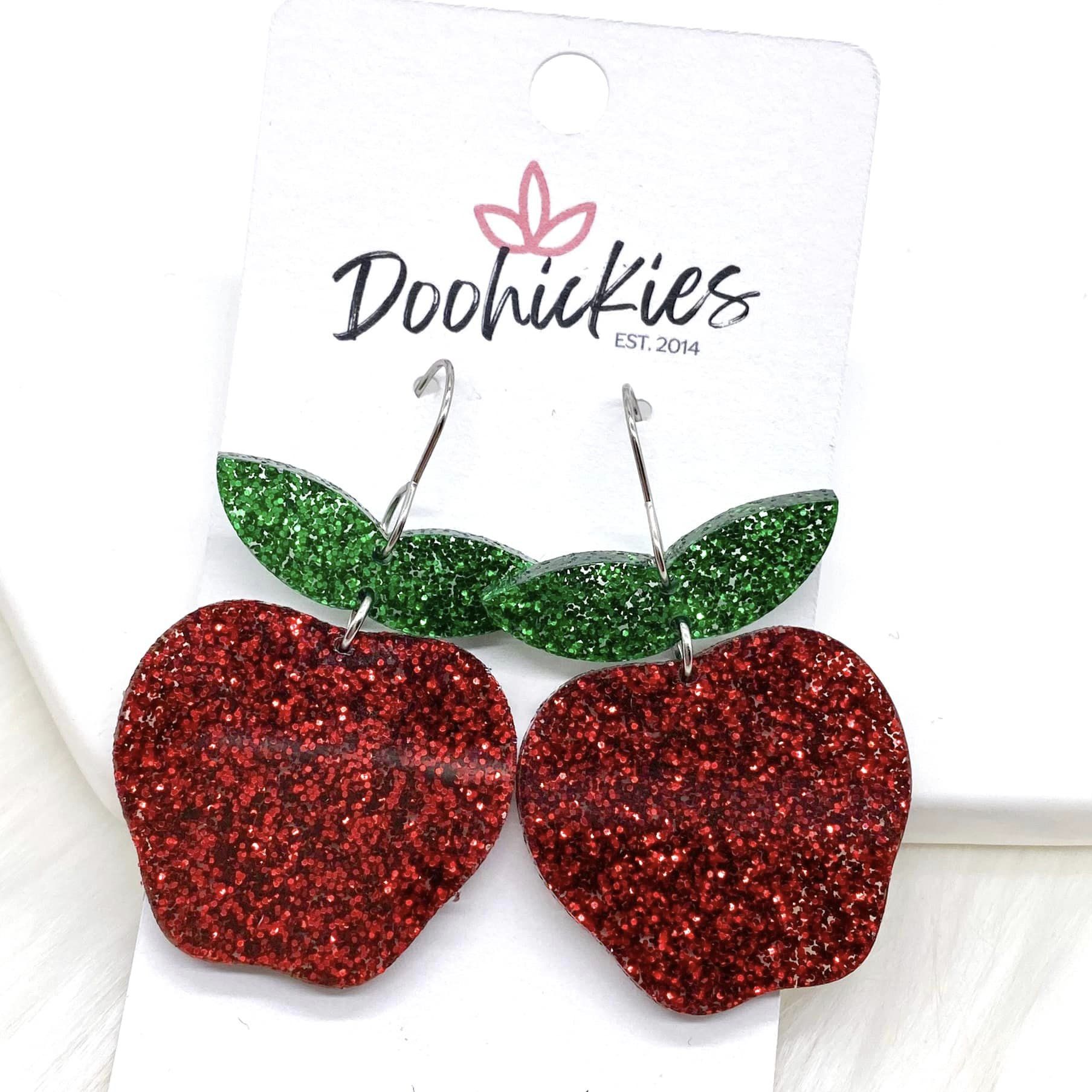 1.5" Glittery Apple Acrylic Earrings