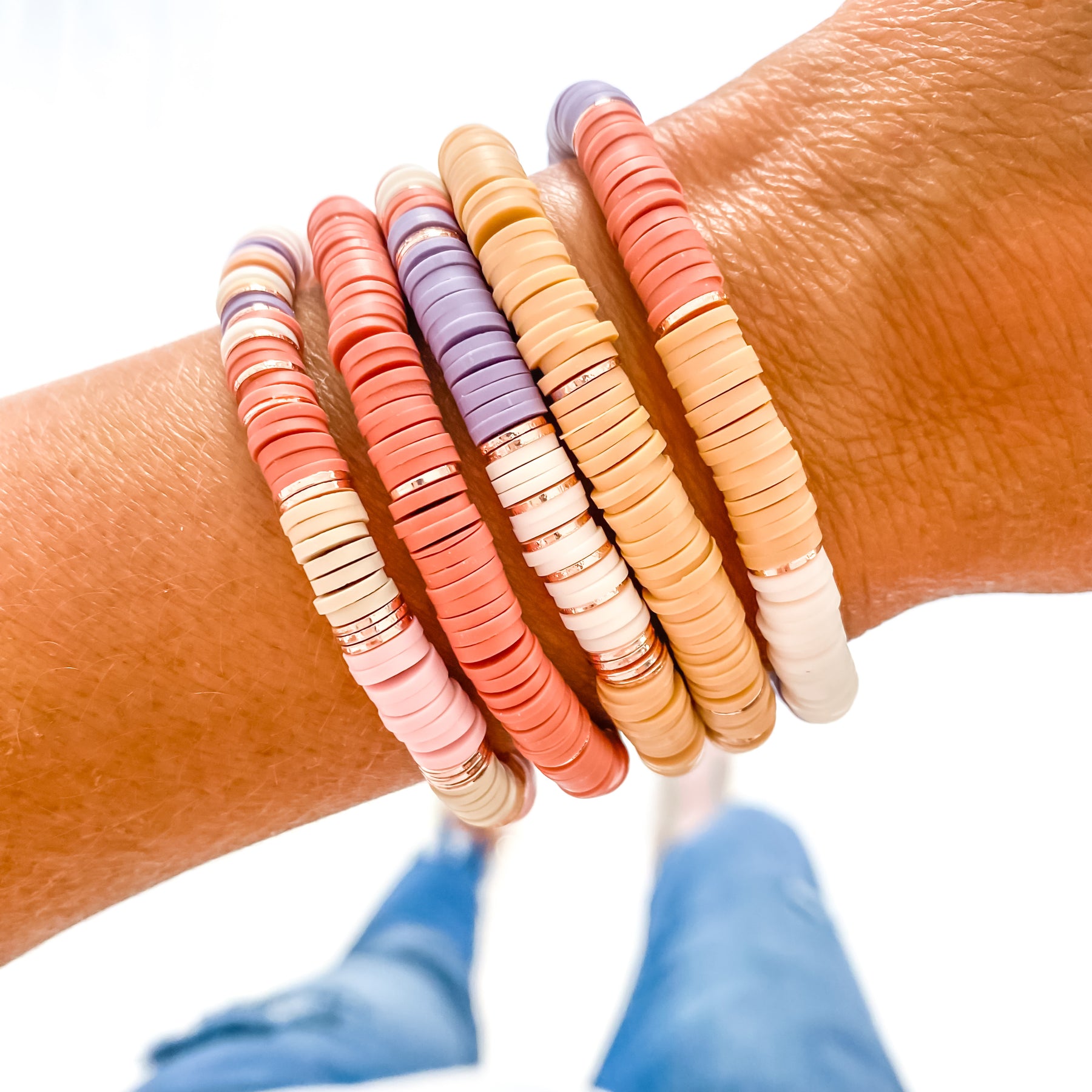 Pastel Heishi Bracelet Set