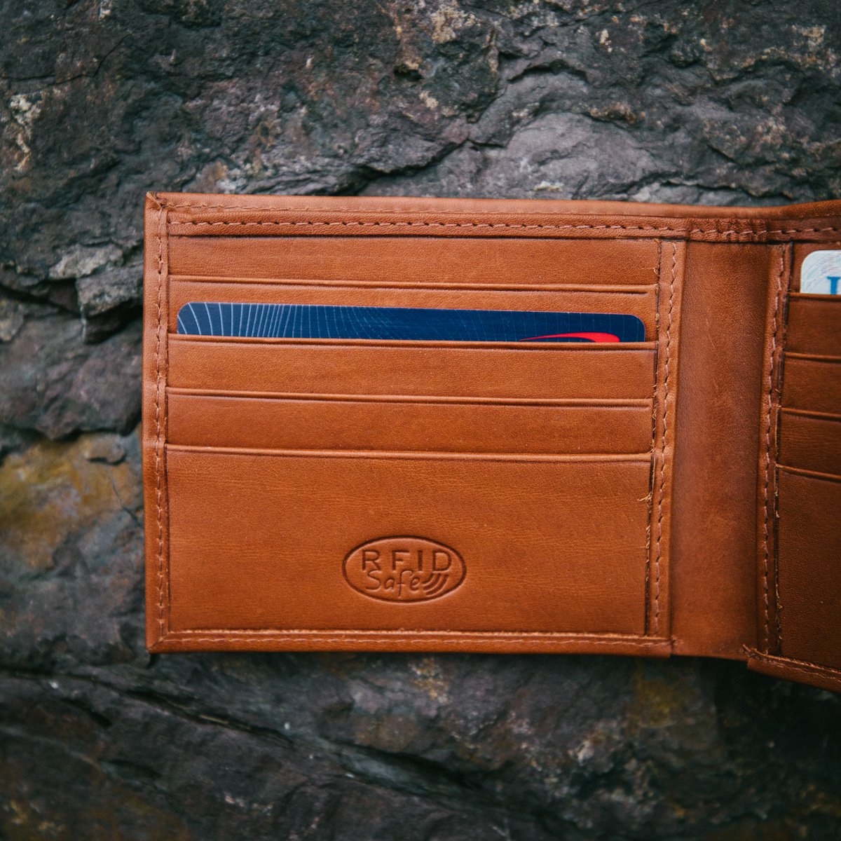 Slim RFID Bifold Wallet - Saddle