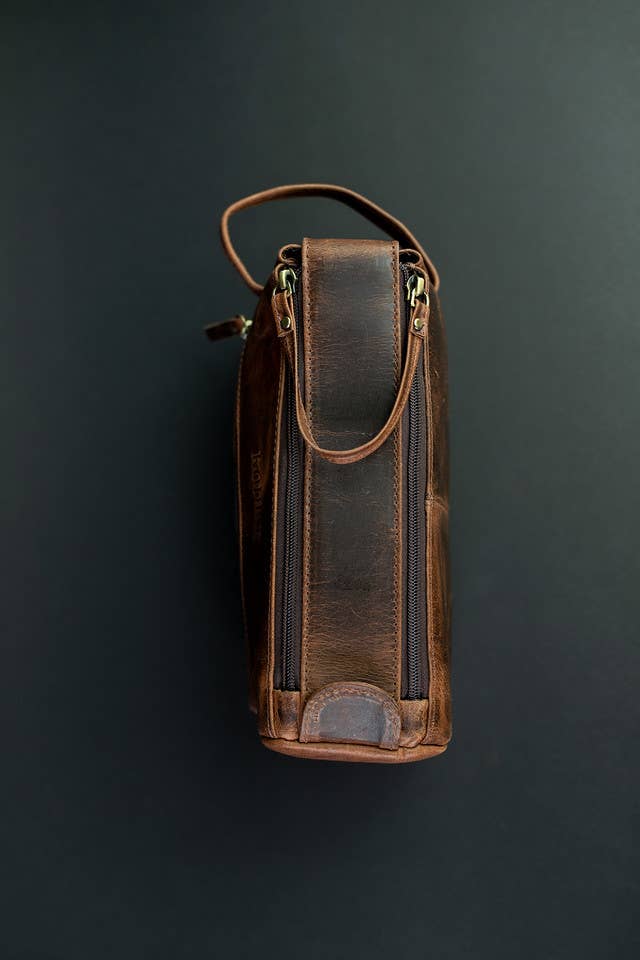 Leather Toiletry Bag - Dark Walnut