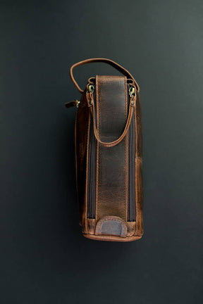 Leather Toiletry Bag - Dark Walnut