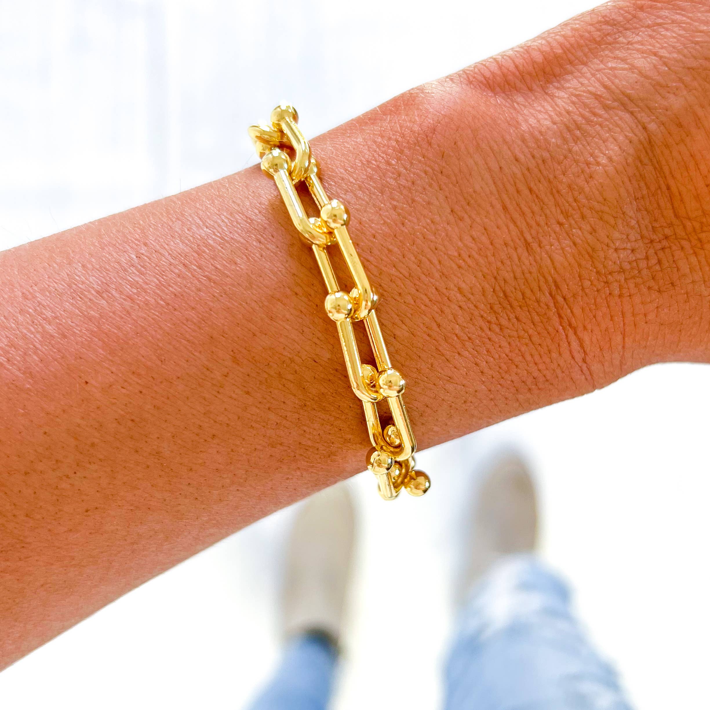 18K Gold Filled U Lock Link Adjustable Bracelet