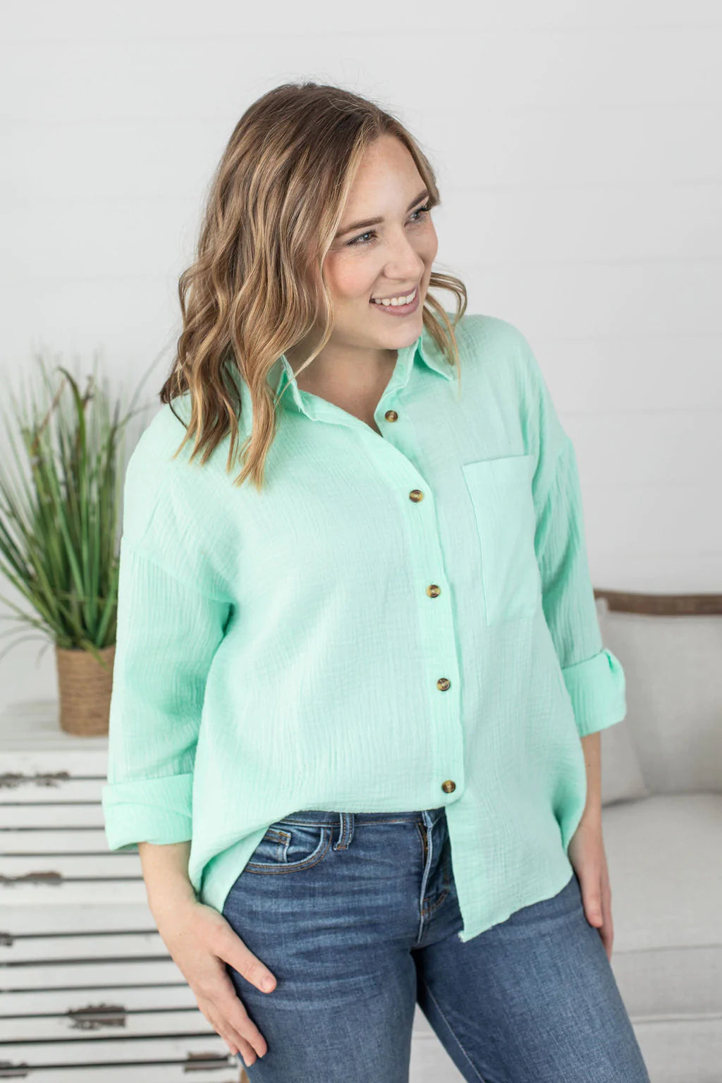 Simple Gestures Button Down Top