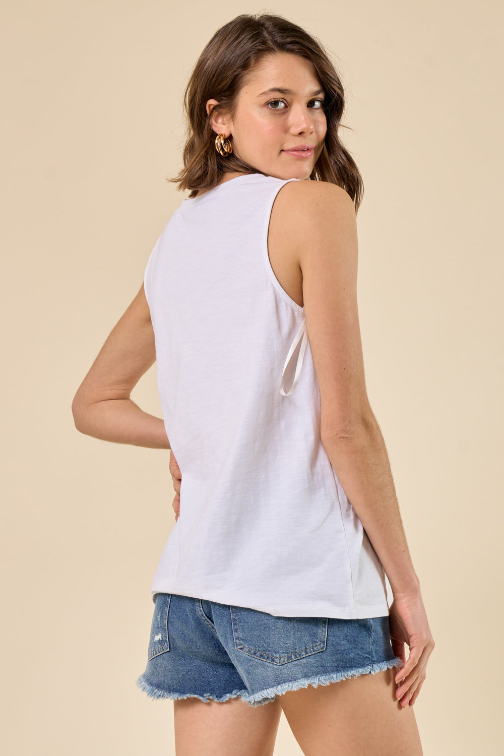 Happy Days V-neck Tank - White