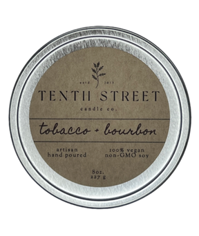 Tenth Street Candle Co. - Tobacco + Bourbon 8oz Tin