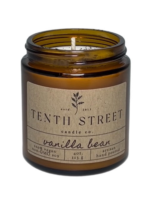 Tenth Street Candle Co. - Vanilla Bean 4oz Amber Jar