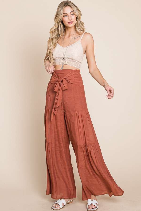 Tiered Boho Pants - Rust