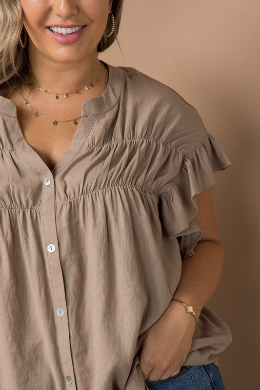 Can It Be Ruffle Button Down