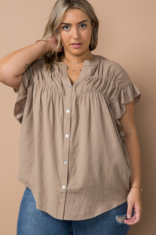 Can It Be Ruffle Button Down
