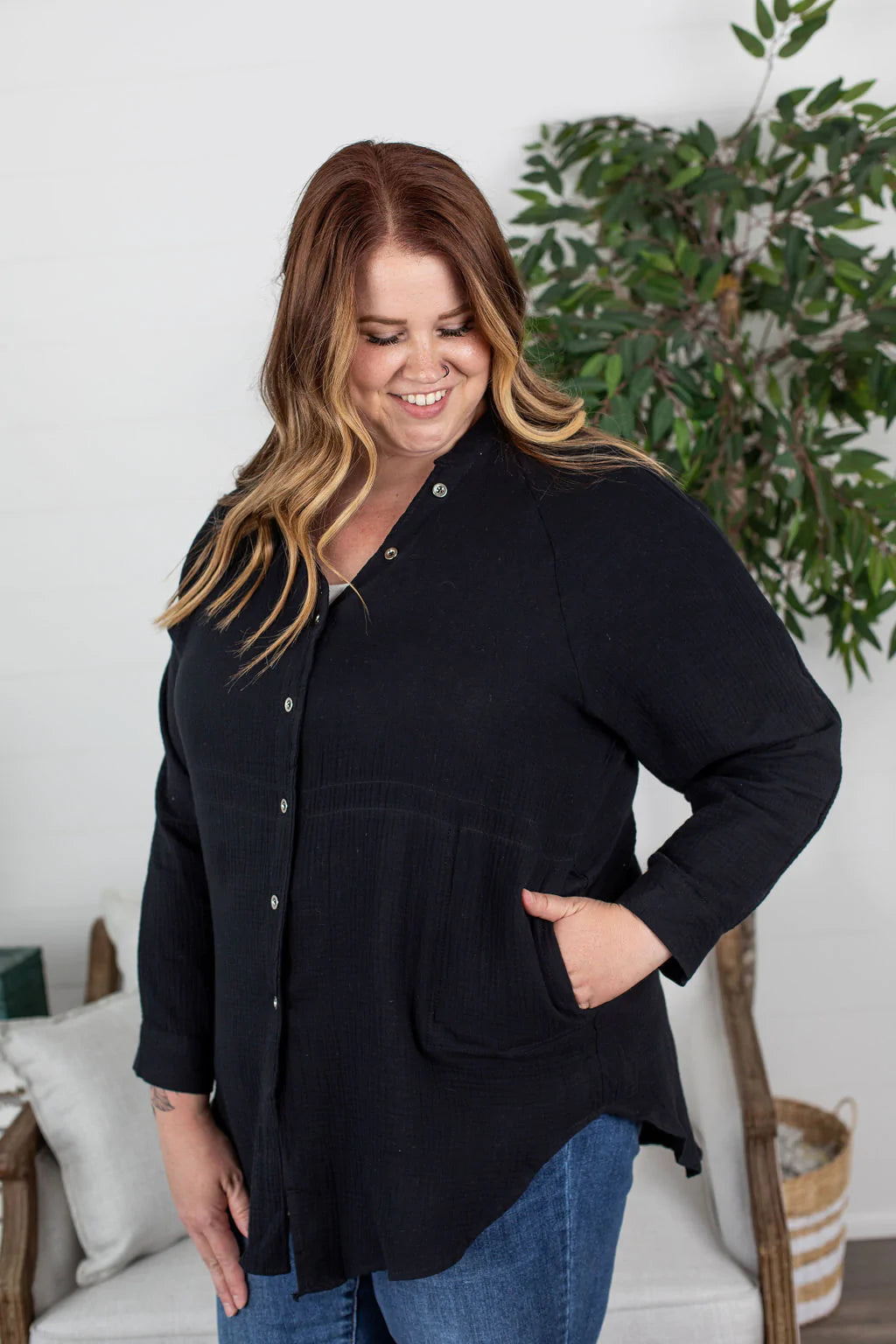 Simple Pleasures Button Down - Black