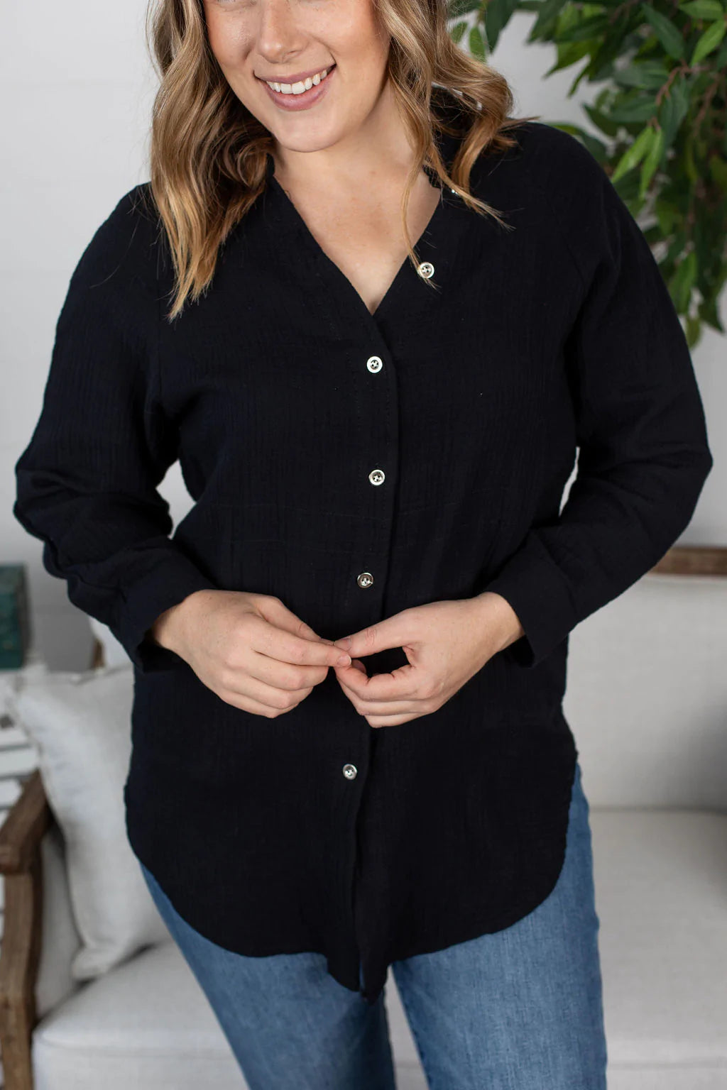 Simple Pleasures Button Down - Black