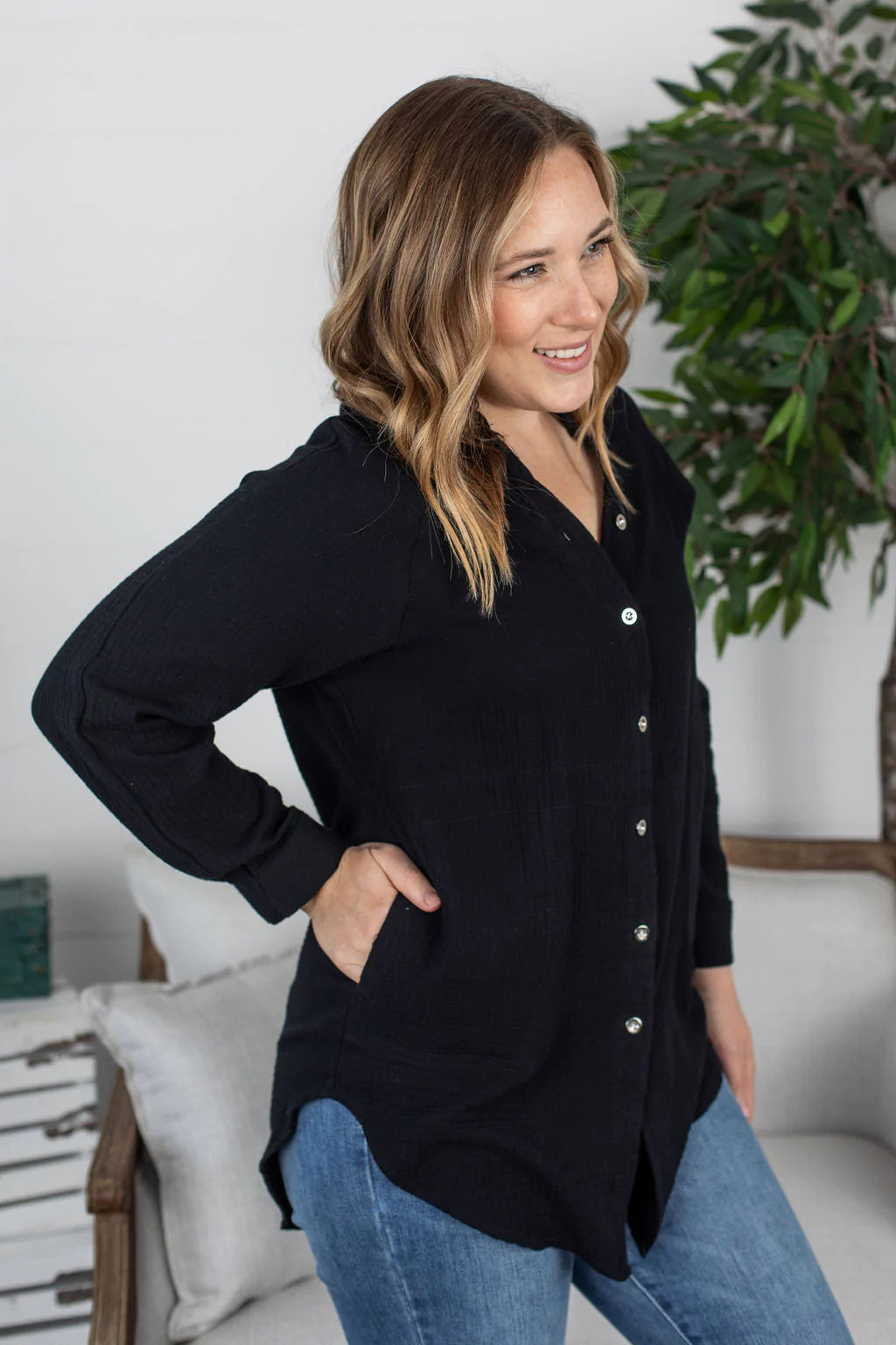 Simple Pleasures Button Down - Black