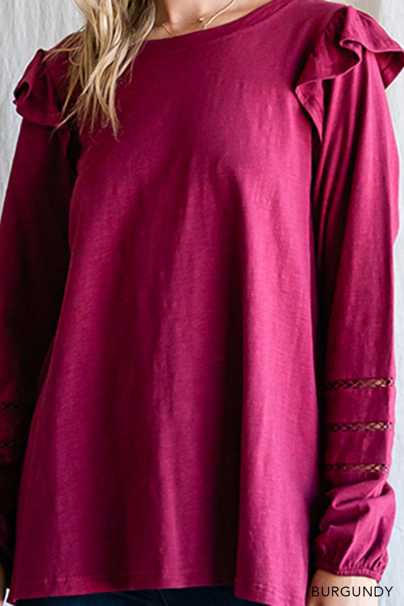 Let Off a Spark Ruffle Shoulder Top