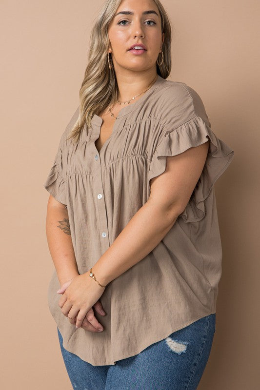 Can It Be Ruffle Button Down