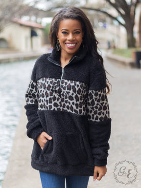 Sneaky Leopard Sherpa Sweatshirt