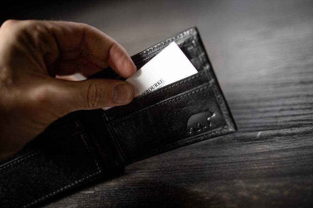 Bifold Leather Wallet - Black