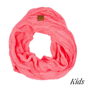 CC Kids Solid Cable Knit Infinity Scarf - New Candy Pink