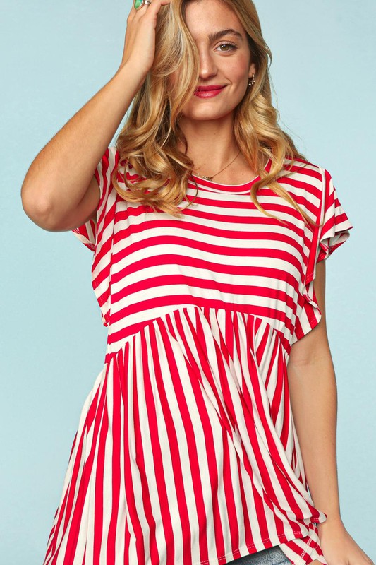 Feeling Fiery Babydoll Top - Red/Ivory