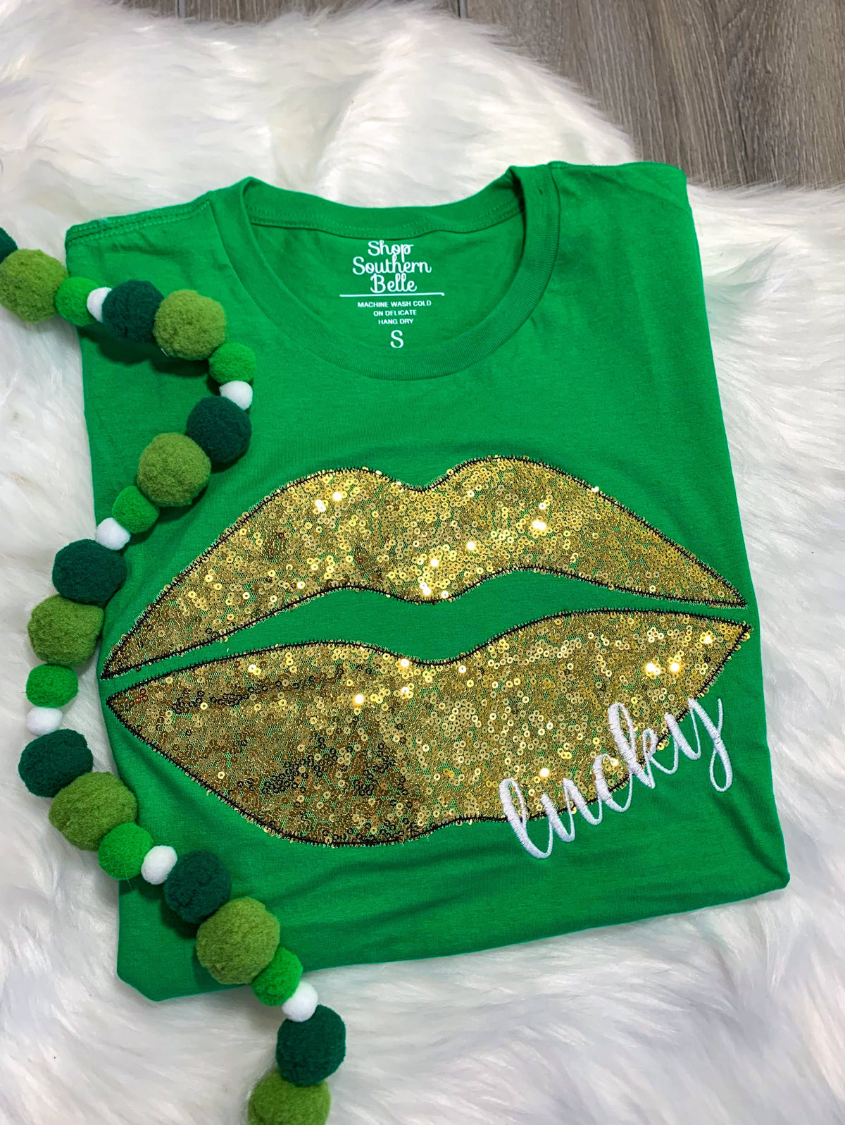 Lucky Lips Embroidered Short Sleeve Tee
