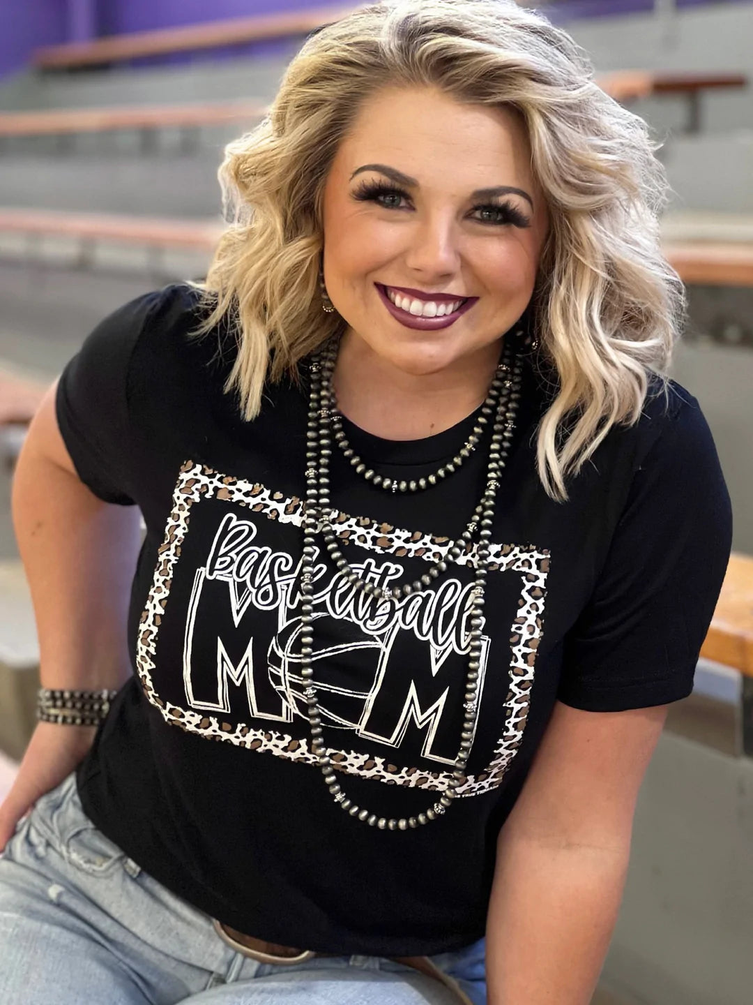 Basketball Mom Leopard Graphic Tee