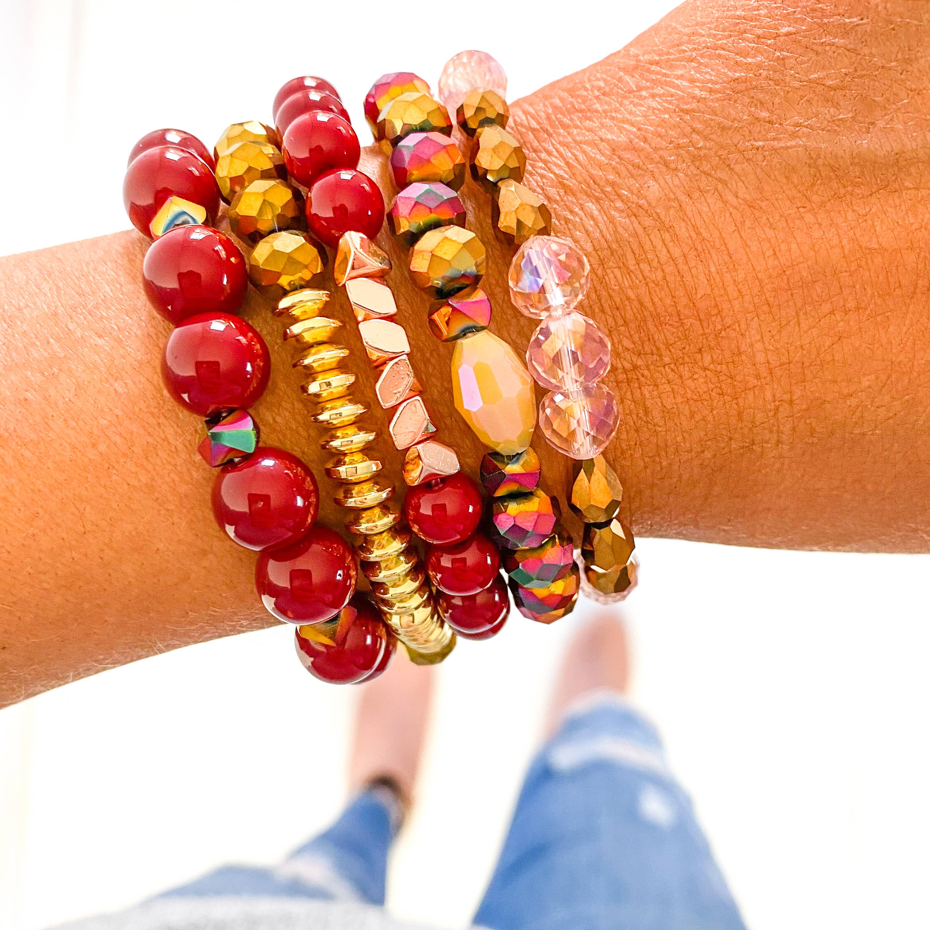 Marsala Rose Bracelet Stack