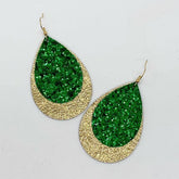 Green Glitter & Gold Layered Hoops