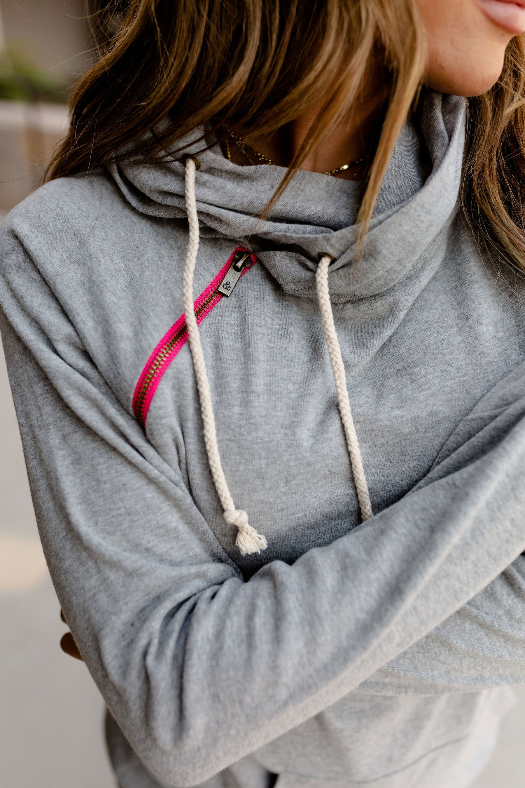 Ampersand Avenue Basic Doublehood™ Sweatshirt Pop of Pink