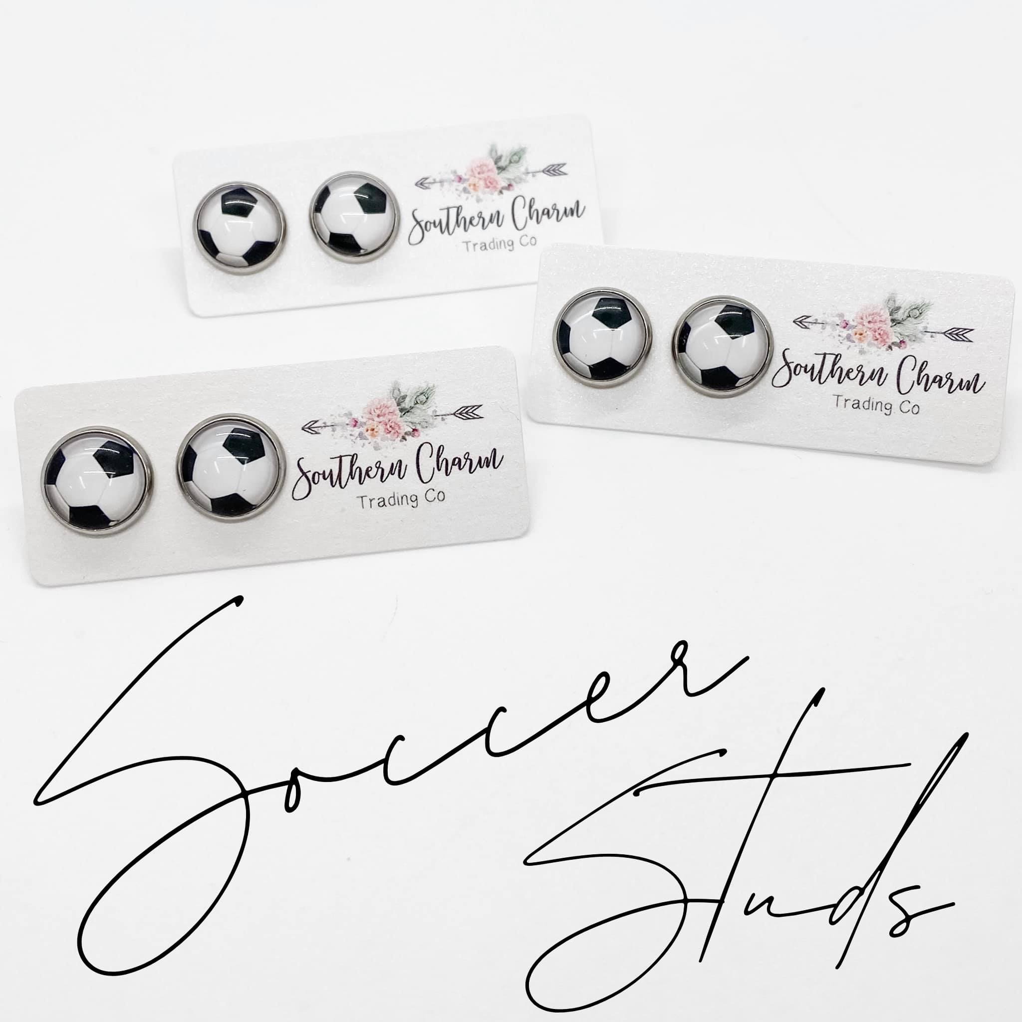 12mm Soccer Stud Earrings