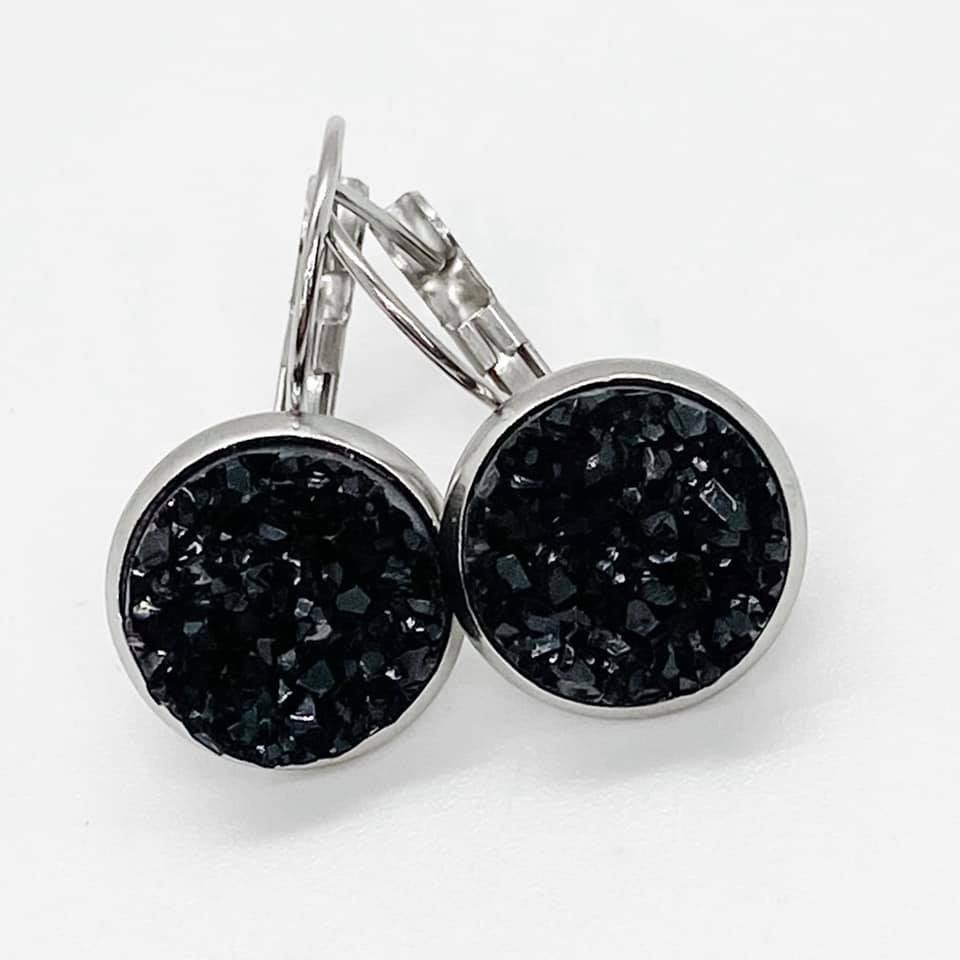 Big As Texas Round Dangle Earrings- Black