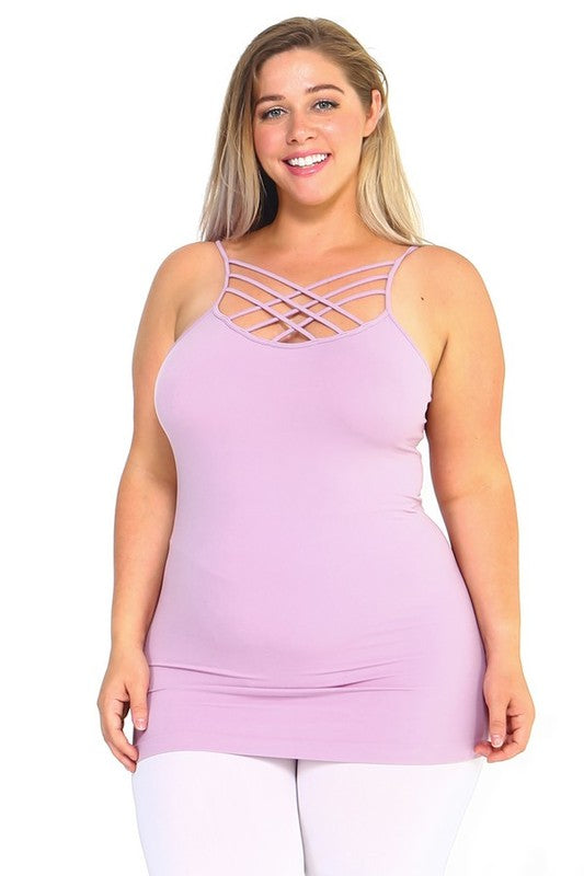 Seamless Triple Criss Cross Tank - Lilac Quartz