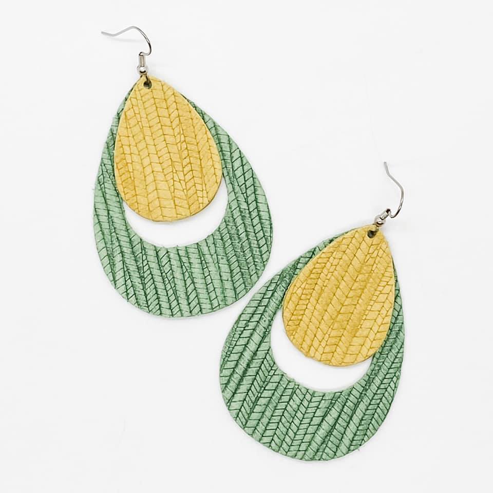 Spring Layered Hoops - Yellow on Green Bamboo