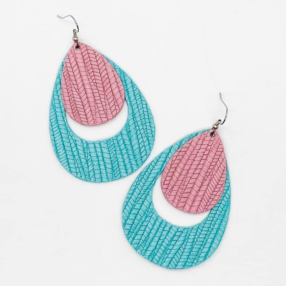 Spring Layered Hoop Earrings - Blush on Mint Bamboo