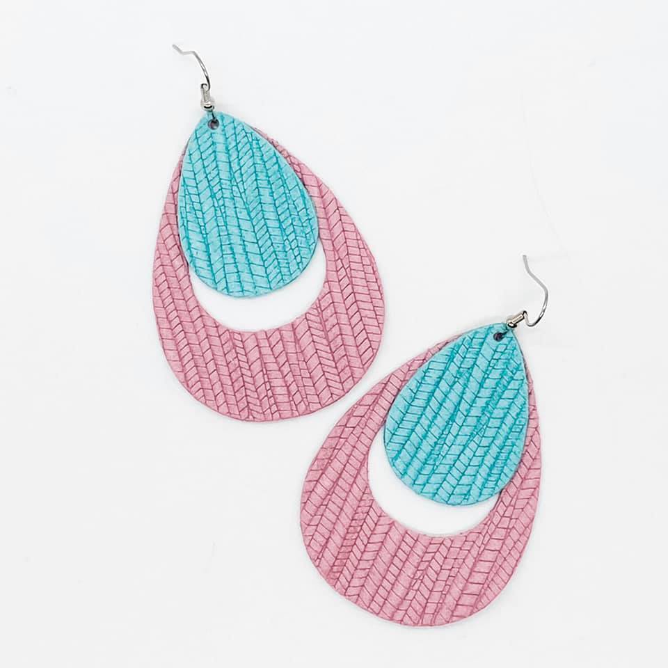 Spring Layered Hoops - Mint on Blush Bamboo