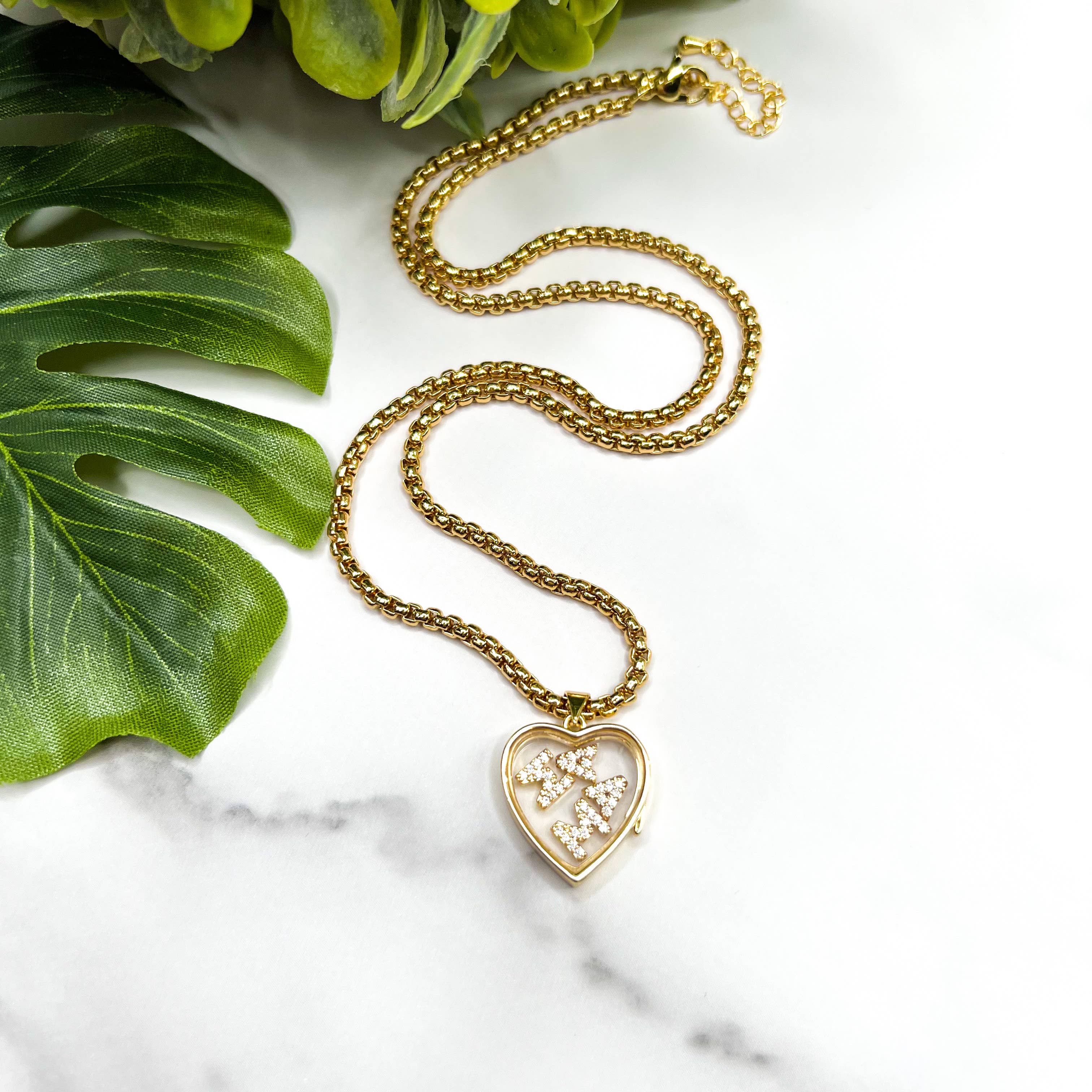 Mama Letter Pave' Locket 18K Necklace