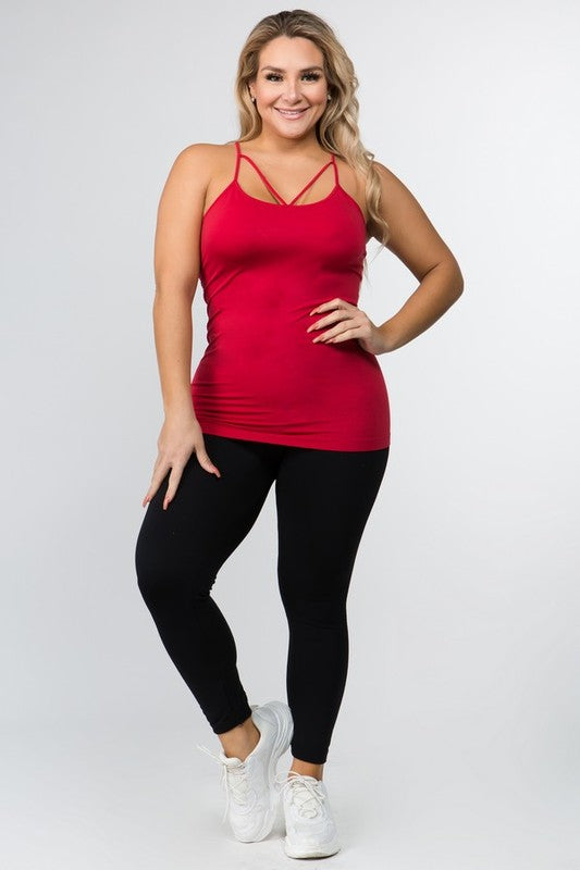 Seamless Single Criss Cross Tank - Crimson