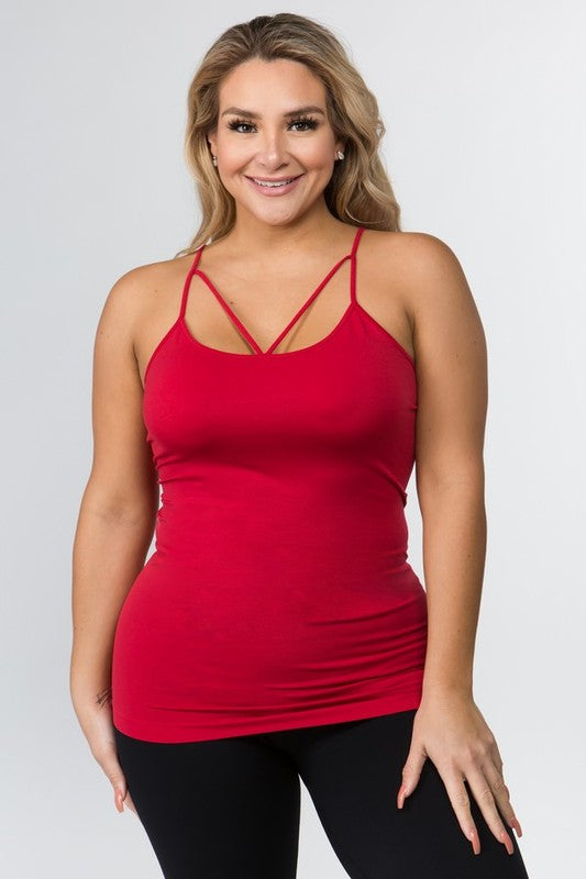 Seamless Single Criss Cross Tank - Crimson