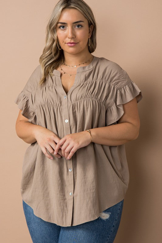 Can It Be Ruffle Button Down
