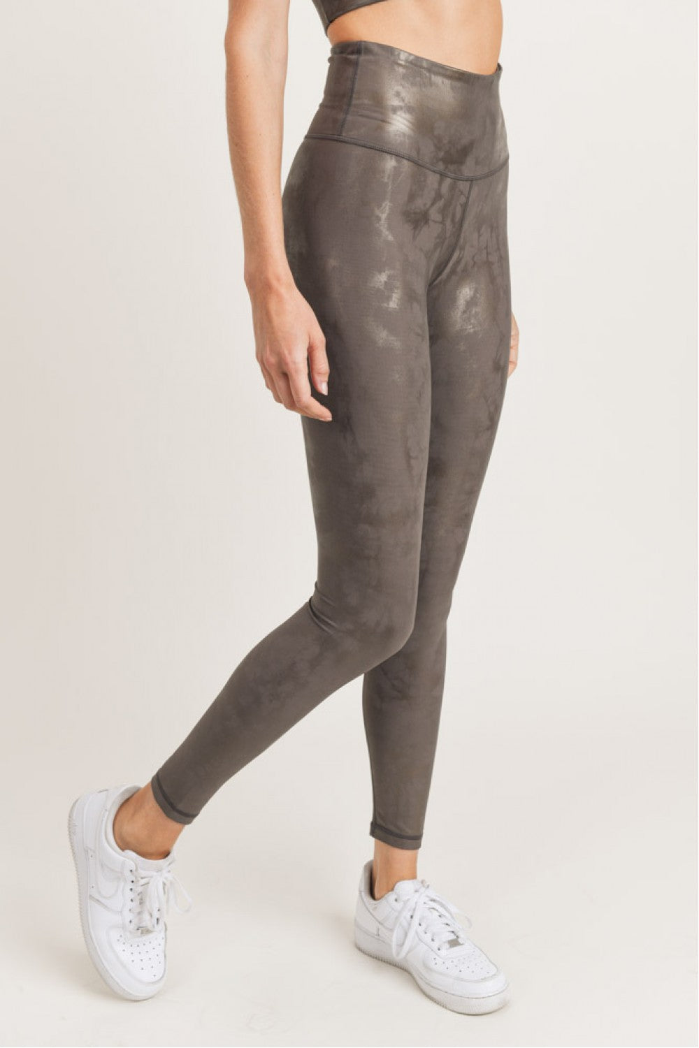 Bed of Clouds Foil Overlay Leggings - Mocha