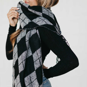 Always Classy Argyle Plaid Scarf - Gray