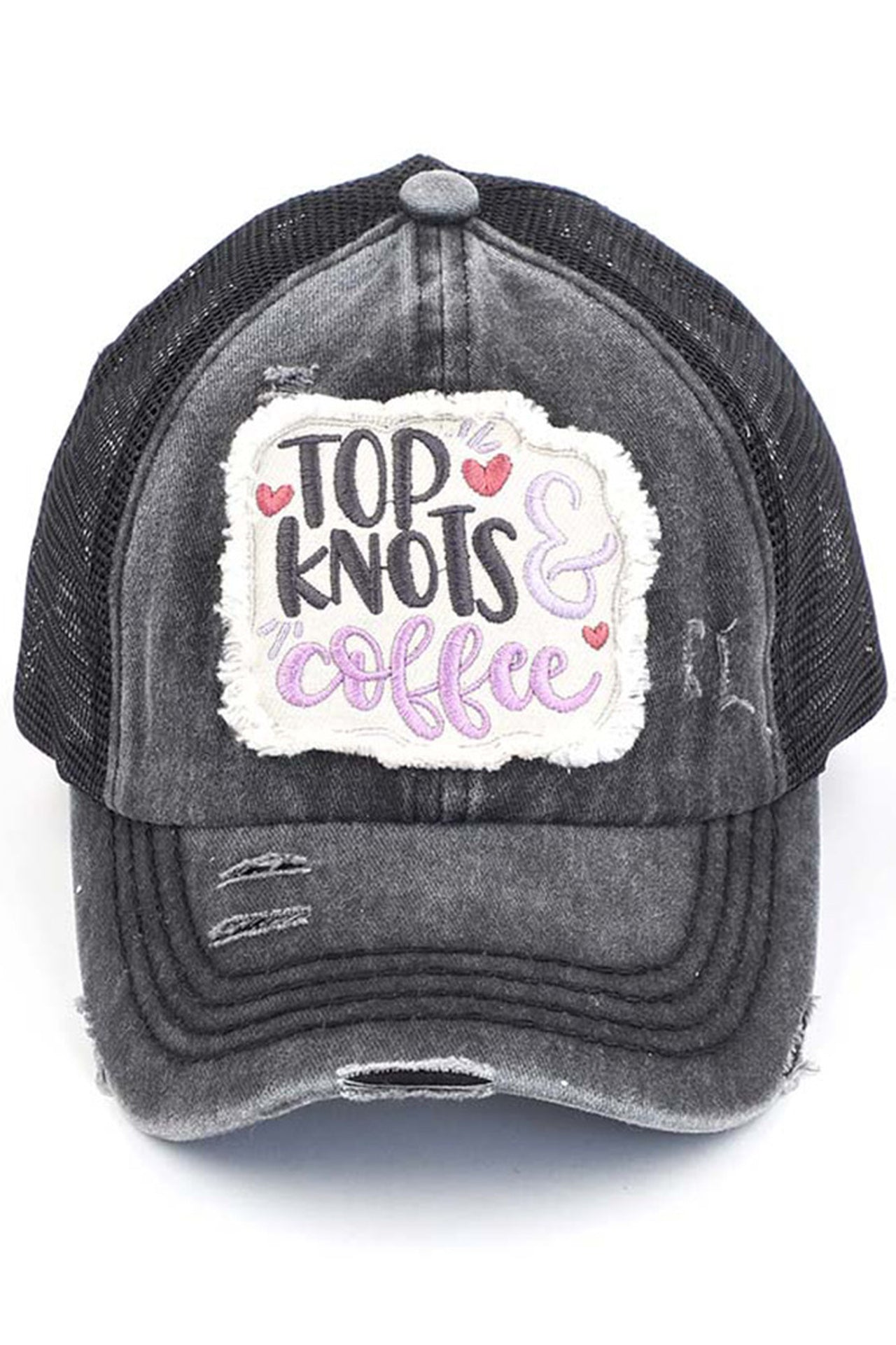 CC High Pony Criss Cross Ball Cap - Top Knots and Coffee Patch