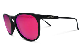 FarOut Sunglasses - Black Polarized Rounders Pink Lens