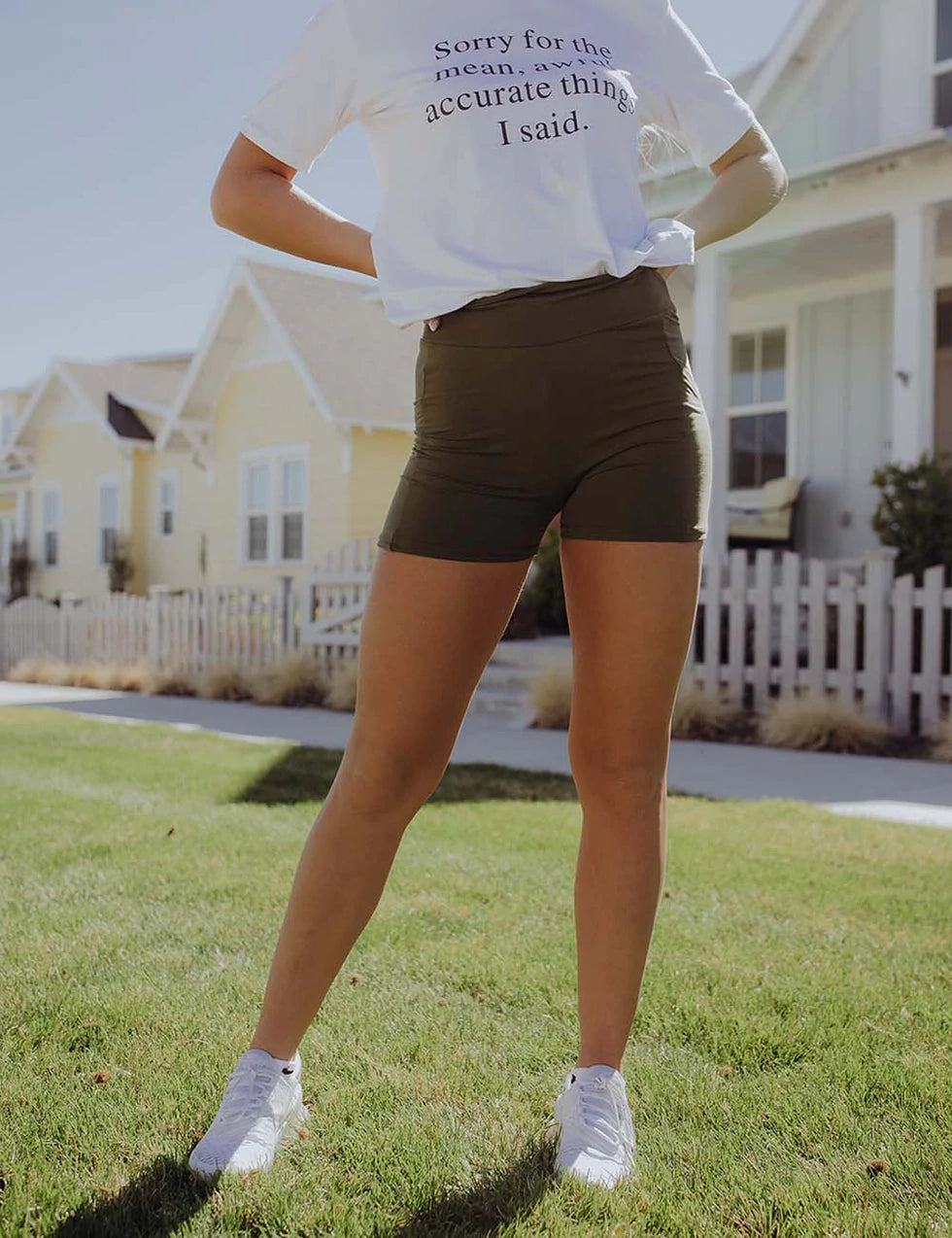 Perfect Fit Pocket Yoga Shorts - Olive
